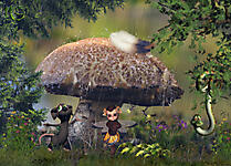 Маленькая фея под грибом